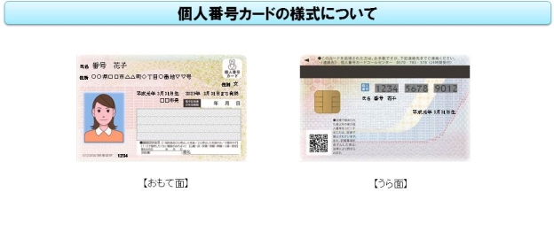 個人番号カードの様式について　おもて面・うら面