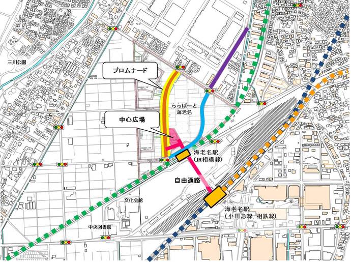 海老名駅西口特定公共施設の位置図