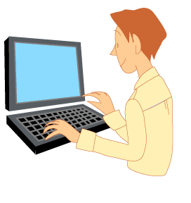 イラスト:ノートパソコンを操作している男性