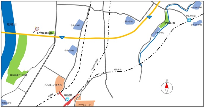 下今泉庭球場地図