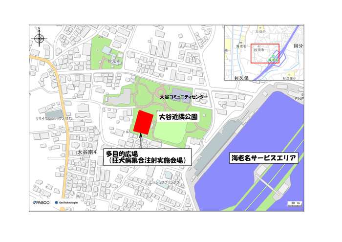 大谷近隣公園　多目的広場の地図