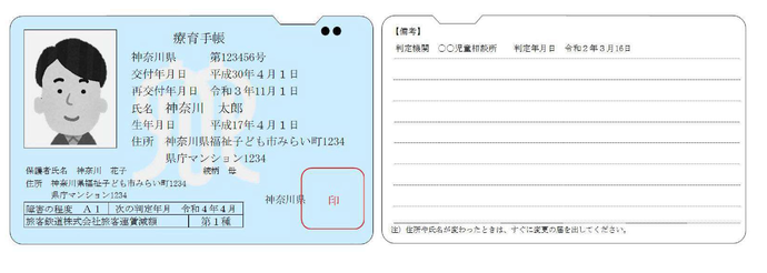 カード形式イメージ　療育手帳