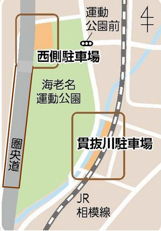 海老名運動公園2駐車場の位置図