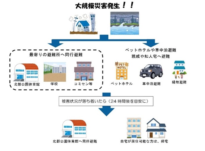 ペット同行避難のフロー図